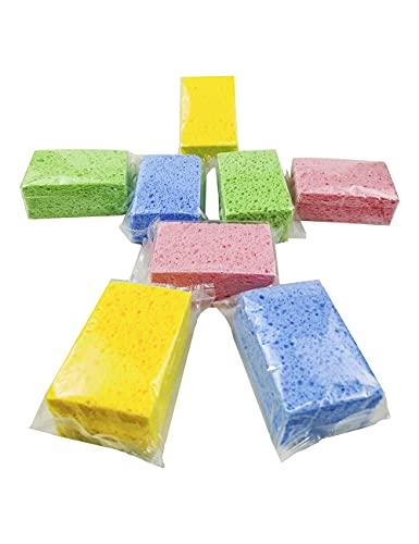 Cellulose Sponges Kitchen, for Washing Dishes, in Bulk, 24 Pack (3 Count x 8 Individually Wrapped + 2 Free Scouring Pads), 100% Natural Biodegradable - style: 24 Pack
