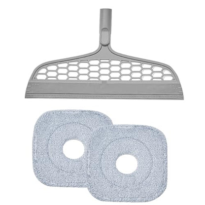 True & Tidy Silicone Sweeper Mop Head + 2pc Machine Washable Microfiber Pad for SPIN-800 TrueClean Mop and Bucket System Square Spin Accessories Set