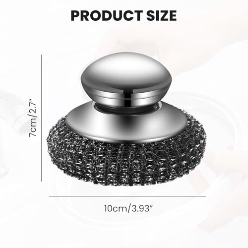 Steel Wool Scrubber with Handle, Upgrade Heavy Duty Stainless Steel Dish Scrubber for Cleaning Dishes, Iron Pots, Stoves, Kitchen Sink (3 pcs) - color: 3 Pcs