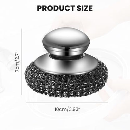 Steel Wool Scrubber with Handle, Upgrade Heavy Duty Stainless Steel Dish Scrubber for Cleaning Dishes, Iron Pots, Stoves, Kitchen Sink (2 pcs) - color: 2 Pcs