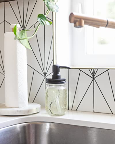 Jarmazing Products Mason Jar Soap Dispenser - Black - 16 oz Ball Mason Jar Liquid Dispenser for Kitchen & Bathroom - Glass - Dish Soap Dispenser with Rust Proof Stainless Steel Pump & Lid - size: Pack of 1