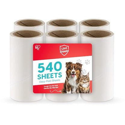 IRIS USA Extra Sticky Lint Rollers, 6 Pack of Standard Refills Only - No Handle/Cover Included - 90 Sheets/Roll, 540 Sheets Total, for Dog Cat Pet Hair On Clothes, Couch, Bed, Floor, Car, Stairs - size: Standard Refills - 6 Count