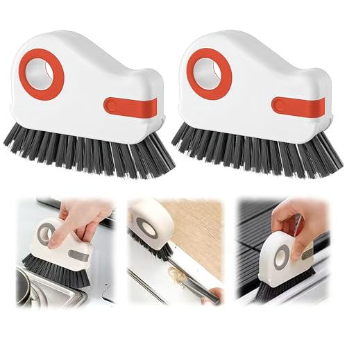 2 in 1 Groove Cleaning Brush,New Window Track Cleaning Tools Multifunction Grout Cleaner Tool with Tweezers and Scraper for Sliding Door Track, Window Seal, Sill (Orange 2 Pcs) - color: Orange 2 Pcs