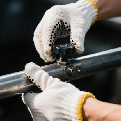 Unisex white cotton polyester knittedsafety gloves,suitable for gardening,warehouse,cooking work-12/36/240 pairs - color: Black (12 Pairs) With Dots
