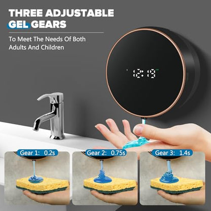 Automatic Soap Dispenser Liquid Bathroom: Wall Mount Rechargeable Touchless Adjustable Auto Smart Electric Plastic Black Soap Dispenser with Clock - Kitchen - Hand Dish Lotion Couple Kids - color: Liquid Black