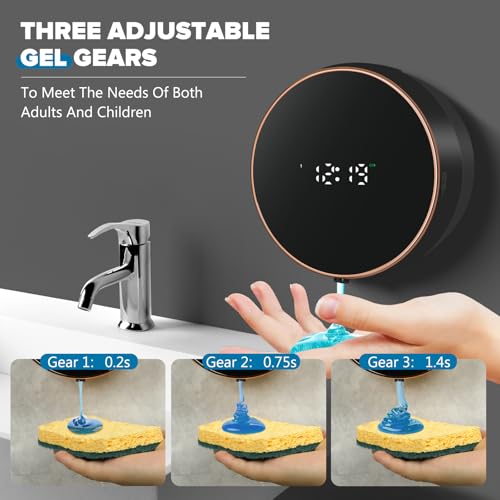 Automatic Soap Dispenser Liquid Bathroom: Wall Mount Rechargeable Touchless Adjustable Auto Smart Electric Plastic Black Soap Dispenser with Clock - Kitchen - Hand Dish Lotion Couple Kids - color: Liquid Black
