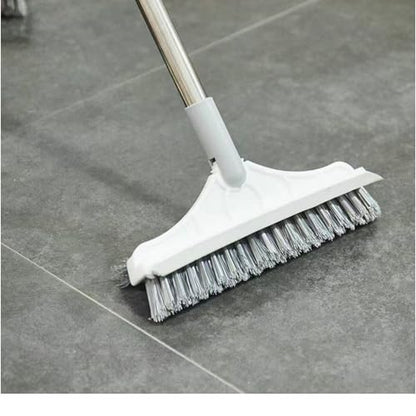 2 in 1 Cleaning Floor Scrub Brush Floor Brush Scrubber New Upgraded 53.5" Long Handle Grout Brush Scrape V-Shape Stiff Bristle Cleaning Brush with Squeegee 120°Rotating Tile Brush for Bathroom - color: White