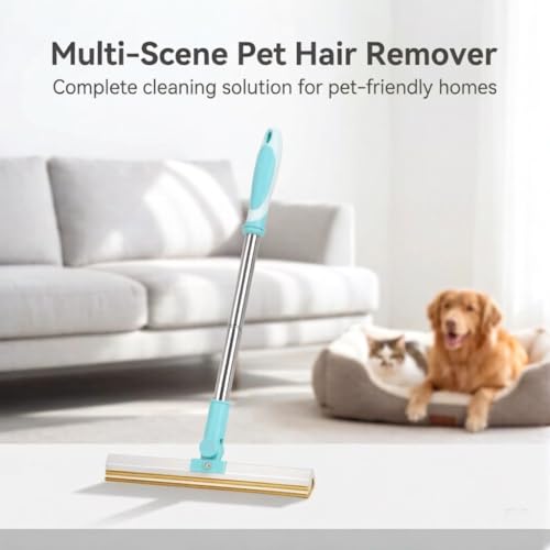 3PCS Carpet Rake for Pet Hair Removal, 53.5" Adjustable Long Handle Pet Hair Scraper with Copper Blade, Lint Remover Brush for Dog Cat Hair, Perfect for Carpet, Rug, Mat, Couch, Sofa