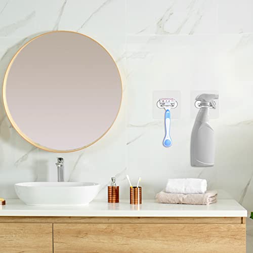 Bucherry 14 Pcs Spray Bottle Holder Spray Bottle Hanger Adhesive Clear Hooks Shower Curtain Rod Holder Wall Mount Utility Hooks Decorative Shower Curtain for Kitchen Home Bathroom Accessories