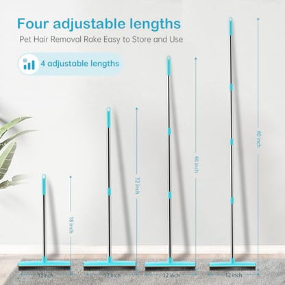 Carpet Rake 60" Long Handle, Pet Hair Removal Broom with Metal Fabric Edge | Carpet Scraper for Matted Carpet, Fluffs Carpets Rugs Mats, Works on Couch Stairs Furniture, Removes Dog Cat Pet Hair Easily