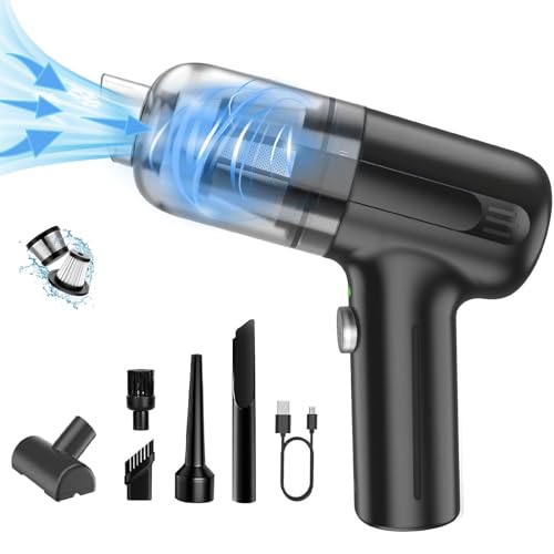 Mini Cordless Car Vacuum, Wireless Handheld Vacuum Cleaner,16000 Kpa Brushless High Power Suction, Portable 3 In 1 Little Vacuum &Air Blower & Pump,Usb-C Charge For Small Space At Car Home&Office - color: Black