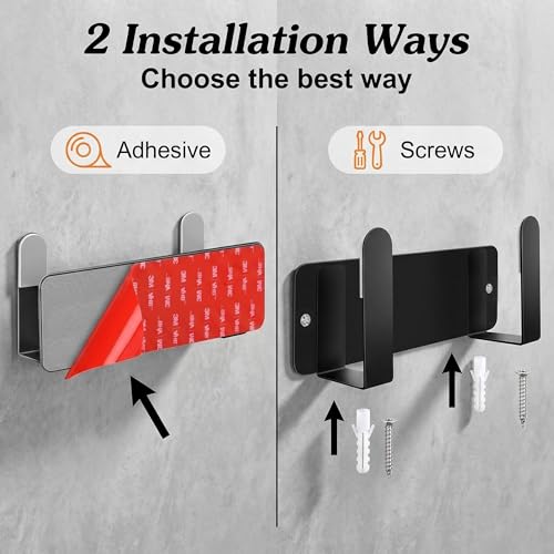 Bathroom Scale Holder Wall Mounted Pot Lid Holder, 304 Stainless Steel Multi-Functional Storage for Cutting Boards, Self-Adhesive & Screw Mounting, Kitchen Bathroom Organizer (Black) - color: Black