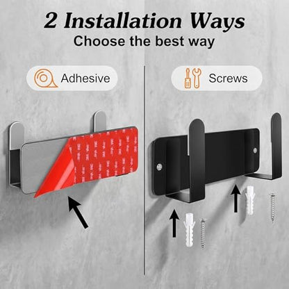 Bathroom Scale Holder Wall Mounted Pot Lid Holder, 304 Stainless Steel Multi-Functional Storage for Cutting Boards, Self-Adhesive & Screw Mounting, Kitchen Bathroom Organizer (Black) - color: Black
