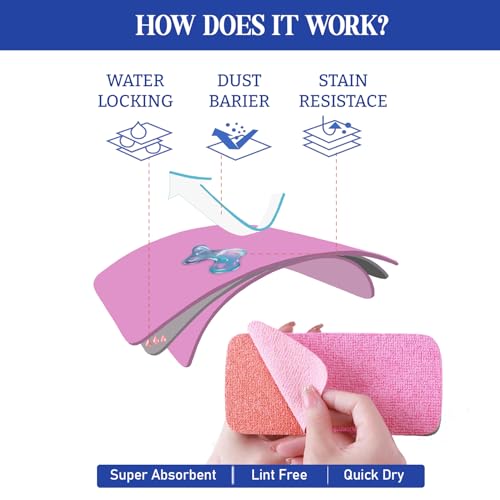 LEAVAQ Peelable Microfiber Sponges 4 Pack – 12-Layer Tear Away PVA Cleaning Pads, Ultra Absorbent Non-Scratch Rainbow Sponge for Kitchen Dish, Countertop, Bathroom, Glass & Car Cleaning