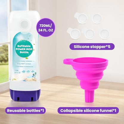 Refillable Solution Bottle for Swiffer Power Mop,Leak-Proof Reusable Empty Cleaner Container, Universal Fit for Any Liquid Cleaner, Easy Install - size: 24 Ounces