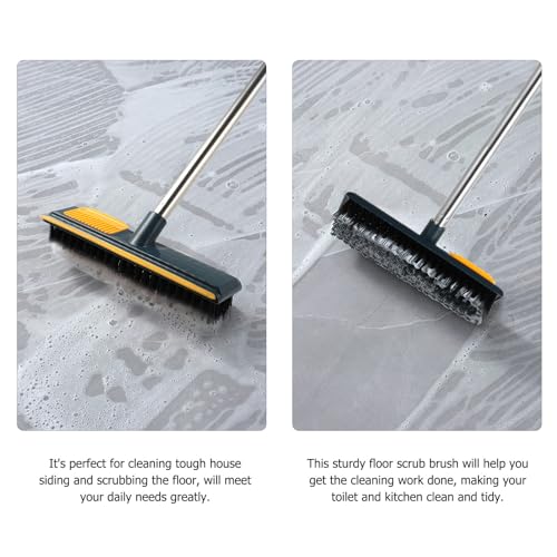 Cabilock Long Handle Cleaning Brush with Stiff Bristles, 108cm Floor Scrub Brush for Bathroom and Tile, Yellow Hard Bristle Shower Scrubber for Deep Corner and Crevice Cleaning