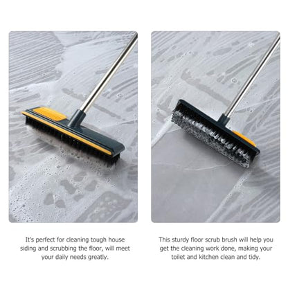 Cabilock Long Handle Cleaning Brush with Stiff Bristles, 108cm Floor Scrub Brush for Bathroom and Tile, Yellow Hard Bristle Shower Scrubber for Deep Corner and Crevice Cleaning