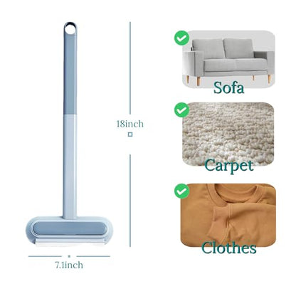 3-in-1 Pet Hair Remover Brush - Long Handle, Multifuctional Tool for Pet Hair Removal on Furniture, Carpets, and Clothing