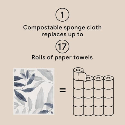 RECYCO Swedish Dishcloths for Kitchen | 6 Pack Foggy Blue Washable Dish Rags | Cellulose Reusable Cleaning Paper Towels | Absorbent Counter Dish Cloth Sponge Kitchen Wipes, 8" L x 7" W - color: Foggy Blue - 6 Pack