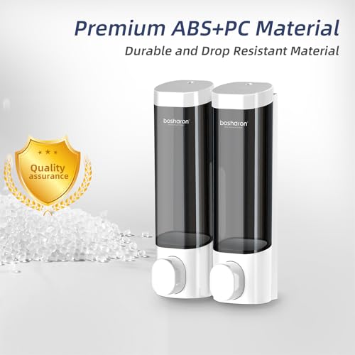 2 in 1 Shower Soap Dispenser, 2×300 ml Chamber Shampoo and Conditioner Dispenser Shampoo Dispenser for Shower Wall Mounted Shower Pump Soap Dispenser for Bathroom Kitchen (2 Chamber + White) - color: 2 Chamber + White
