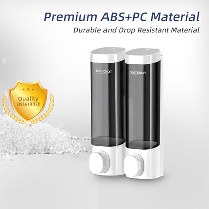 2 in 1 Shower Soap Dispenser, 2×300 ml Chamber Shampoo and Conditioner Dispenser Shampoo Dispenser for Shower Wall Mounted Shower Pump Soap Dispenser for Bathroom Kitchen (2 Chamber + White) - color: 2 Chamber + White