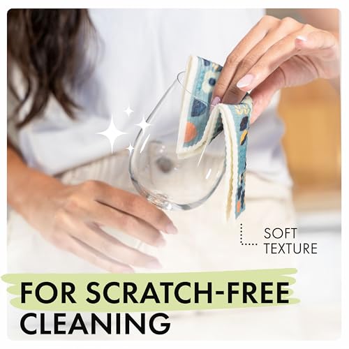 SUPERSCANDI 5 Pack Swedish Dishcloths for Kitchen - 100% Biodegradable & Compostable | Reusable Paper Towels Washable, Food-Safe & Without Plastic - Dish Rags Suitable for Any Surface | Scandi Design - color: Scandi Design