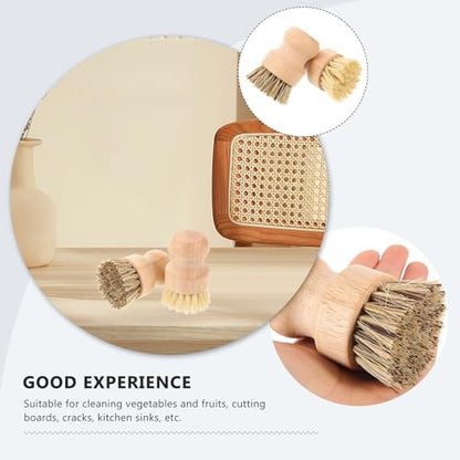 GARVALON 2pcs Palm Scrub Brush Coconut Fiber Kitchen Cleaning Brush Set Stiff Bristles Multipurpose Pot and Dish Scrubber for Household Sink and Pan Cleaning