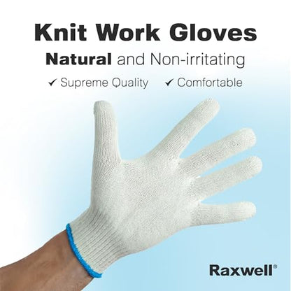 Raxwell White Cotton Gloves, 300 Pairs Bulk Case – Durable Knit Work Liners for BBQ, Painting, Gardening, Industrial, Mechanical Use, Large Size, Breathable, Comfortable - size: Large, style: Work Glove