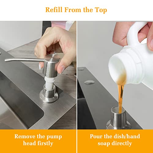 Soap Dispenser for Kitchen Sink, Built in Sink Soap Dispenser Lotion Dispenser with 17 OZ Bottle, Refill from The Top Bar Sink Soap Dispenser, Brushed Nickel (2 Pack) - color: Brushed Nickel-2pack, size: Comes with 17 OZ Bottle