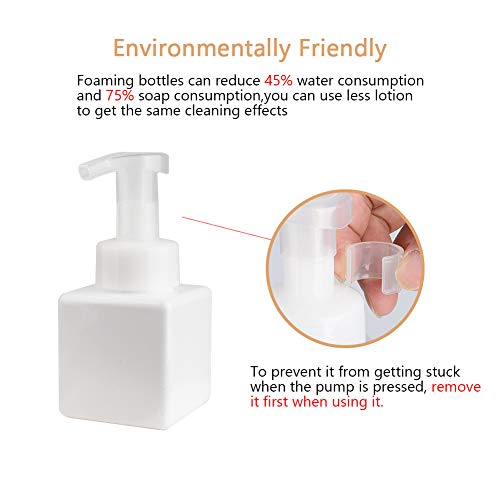 UUJOLY Foaming Soap Dispenser, 250ml (9oz) Refillable Pump Bottle for Liquid Soap, Shampoo, Body Wash (2 Pcs) (Small White) - color: White, size: 9 oz (2 Pack)