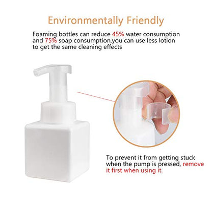 UUJOLY Foaming Soap Dispenser, 250ml (9oz) Refillable Pump Bottle for Liquid Soap, Shampoo, Body Wash (2 Pcs) (Small White) - color: White, size: 9 oz (2 Pack)