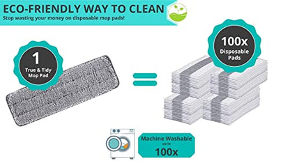 True & Tidy, Extra Thick Microfiber Mop Pad Pack Refill for SPRAY-250 Spray Mop SPRAY-360 Spray Mop Kit SWEEP-180 Sweeper Mop, Fits Other Mops, Machine Washable up to 100x, 15.5 x 5 inch (3-Pack)