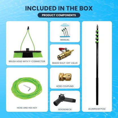 Lightweight 24 Feet Solar Panel Cleaning Brush & Pole Water Fed Pole Kit Window Cleaner & Solar Panel Cleaning System Washing Equipment Tool Solution - size: 24FT