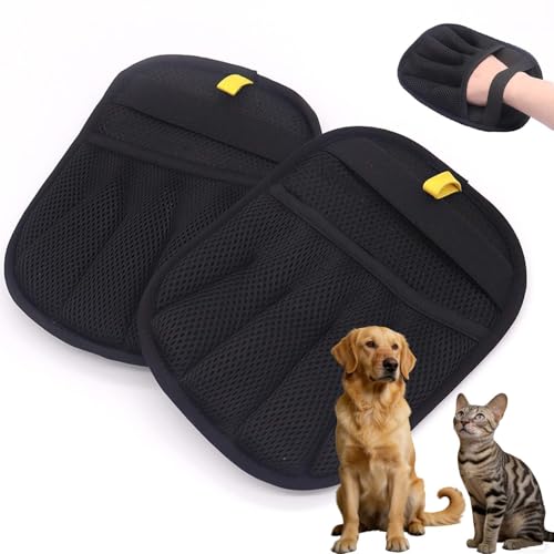 Pet Hair Removal Gloves for Dogs and Cats 2-Pack, Five-Finger Electrostatic Pet Hair Remover, Reusable Shedding & Lint Cleaning Gloves for Clothes Sofa Carpet Car Seats