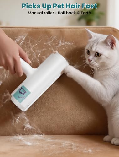 DELOMO Pet Hair Remover Roller: Reusable Lint Roller with Large Fur Bin - Portable Cat and Dog Hair Remover for Couch, Bedding, Car, Rugs & Furniture, Effective and Eco-Friendly, for Multi-Pet Homes - color: A: White（hot Sale）