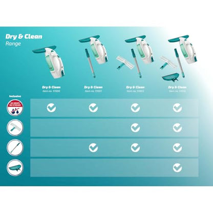 Leifheit Dry & Clean Window Vacuum Cleaner Kit, Up to 35 Mins Power, Battery-Powered Electric Cleaner