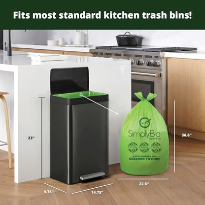 Simply Bio 13 Gallon Compostable Trash Bags Liners with Handle-Tie, Thick 0.87 Mil, 49.21 Liter, 30 Bags, Tall Kitchen Food Scrap Waste Bag, ASTM D6400, US BPI and OK Compost Home Certified - size: 1 Count (Pack of 30), style: Handle-Tie (13 Gal)