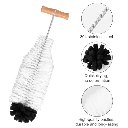 2pcs Water Bottle Cleaning Brush Set, Long Wooden Handle Brush with Straw Cleaner Water Bottle Cleaning Kit for Stanley Cup Tumblers Travel Mugs & Other Bottles