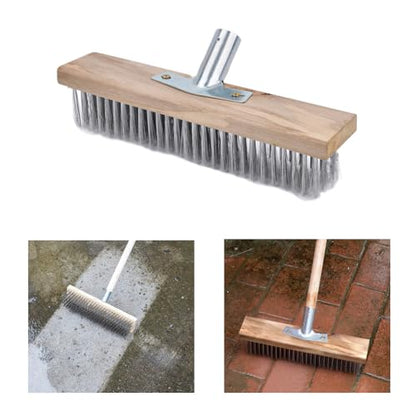 Stainless Steel Wire Scrub Brush for Deck, Concrete, Patio Floor Cleaning, Heavy Duty Bristle Scrubber Broom for Moss Removal(20cm/7.87in) - size: 20cm/7.87in