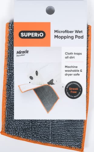 Superio Microfiber Mop Replacement Head, 16 inch Damp Mop Pad Refill for Miracle Mop Dusting and Spray Mop, attaches to Velcro mop(2 Pack) - size: 2 Grey Mop Pads