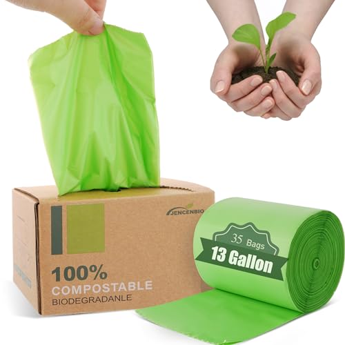 Compost Bags 13 Gallon, 50Liter Extra Thick 1.1 Mils Compostable Food scrap waste bags with US BPI ASTM D6400 and Europe OK Compost Home Certified - style: 13 Gallon