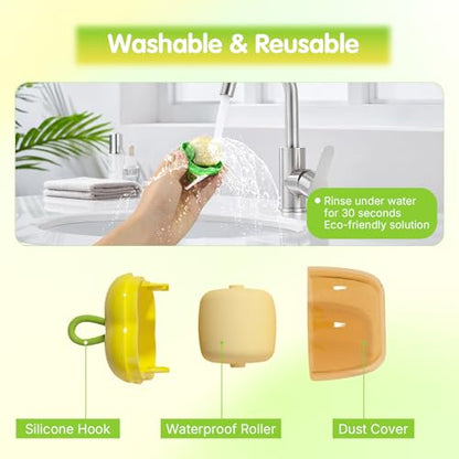 2PCS Portable Mini Lint Rollers, ClearYellow&Red | Reusable Washable, For Clothes Car Seats Furniture Carpets Pet Hair, Travel Portable, Fits in Wallet Bag, Pet Hair Remover - color: Clearyellow+clearred