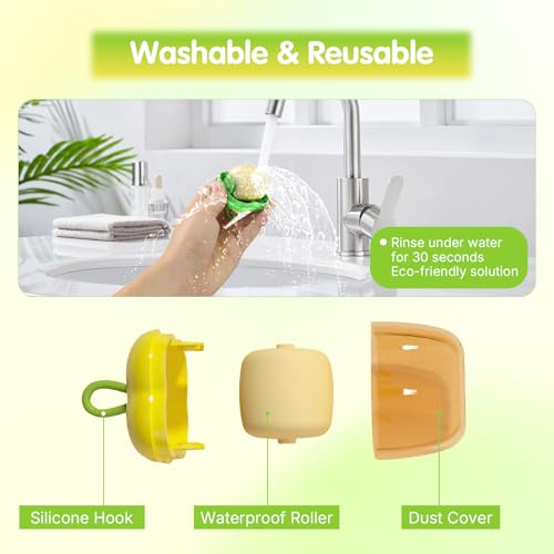 2PCS Portable Mini Lint Rollers, Yellow | Reusable Washable, For Clothes Car Seats Furniture Carpets Pet Hair, Travel Portable, Fits in Wallet Bag, Pet Hair Remover - color: Yellow