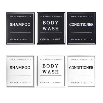 Cabo Deseado Shampoo Conditioner Body Wash Dispenser Labels Bathroom Waterproof Labels - color: Black