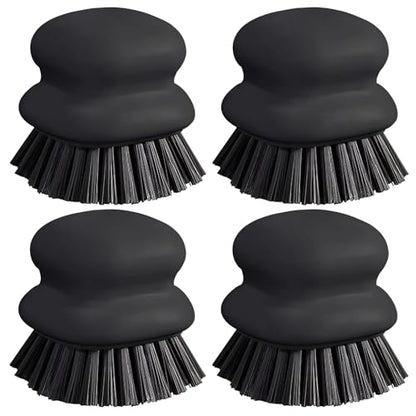 Dish Brush with Handle, Kitchen Scrub Brushes for Cleaning, Dish Scrubber with Nylon bristles for Sink, Pots, Pans(4Pack Black Nylon bristles) - style: 4Pack Black Nylon bristles