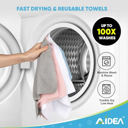 AIDEA Microfiber Cleaning Cloth Roll, 75PK, Tear Away Reusable Paper Towels, Pink Towels Lint Free Rags for House, Kitchen, Car Cleaning Supplies, 11.5"×11.5" - color: Pink