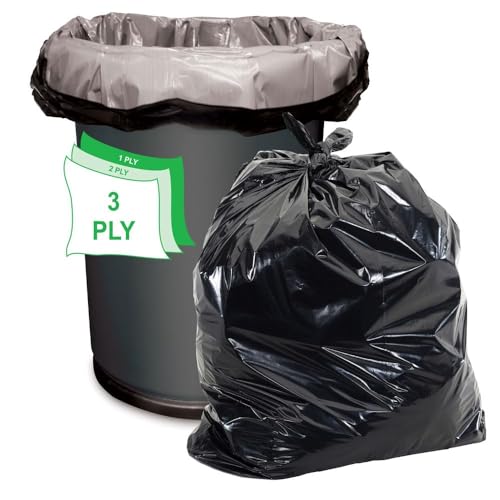 Aluf Plastics - 3 Ply Trash Bag, 20-30 Gallon, 1.25 Mil (eq), 30"x36", Black, 400 Count (20 Rolls of 20) - style: 20-30 Gal, 1.25 Mil Equiv, 400 Count