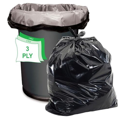 Aluf Plastics - 3 Ply Trash Bag, 20-30 Gallon, 1.25 Mil (eq), 30"x36", Black, 400 Count (20 Rolls of 20) - style: 20-30 Gal, 1.25 Mil Equiv, 400 Count