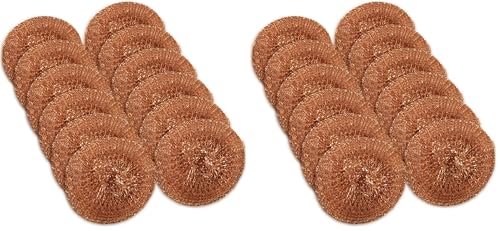 24 Pack Copper Coated Scourers by SCRUBIT – Scrubber Pad Used for Dishes, Pots, Pans, and Ovens. Easy scouring for Tough Kitchen Cleaning. - size: 12 Count (Pack of 2)