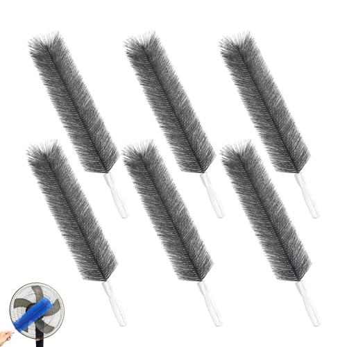 Kalveria Bendable Microfiber Head, Kalveria Fan Cleaner, Ceiling Fan Cleaner Duster with Flexible Head, Fan Duster for Ceiling Fans, Blinds, Cobwebs, Curtains & Household Cleaning (Gray, 6 PCS) - color: Gray